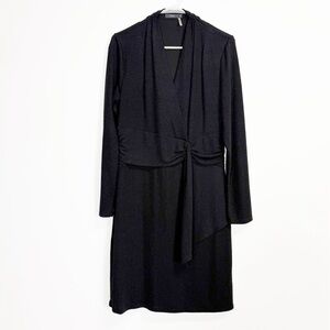 THML Dress Womens Medium Black Sparkle Long Sleeve Waist Gathered Stretch